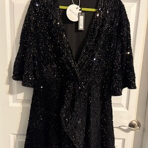 Boohoo Black Sequin Dress New w/ Tags